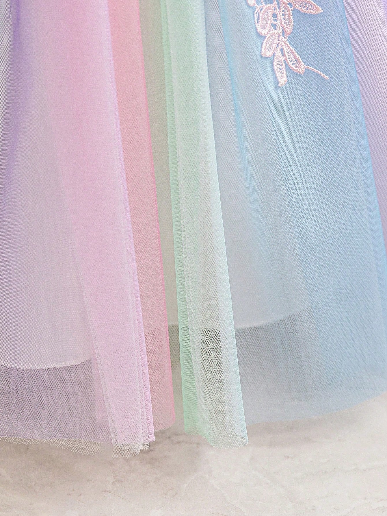 Glamorique Girls Rainbow Gradient Lace Tulle Dress – Summer Sleeveless Princess Gown for Birthday Party, Wedding, Pageant, Holiday Photoshoot