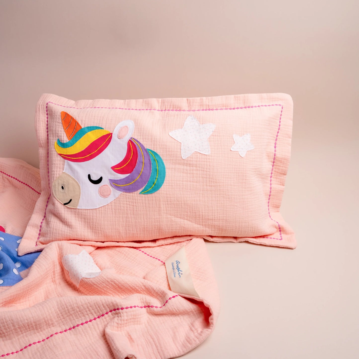 Personalized Dreamy Unicorn Cloud – Applique Muslin Pillowcase