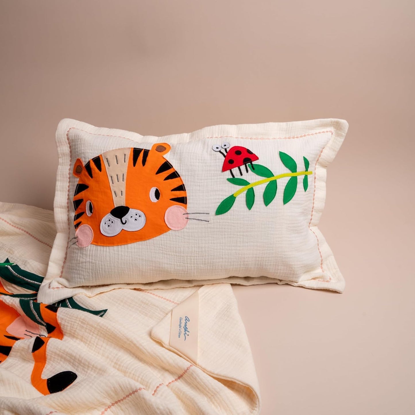 Jungle Tiger Muslin Pillowcase – Handmade & Personalized