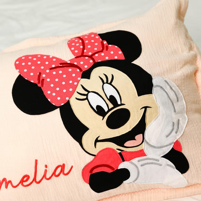 Cartoon Mouse Custom Name Muslin Pillowcase (Minnie)