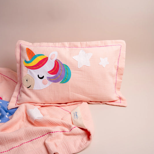 Personalized Dreamy Unicorn Cloud – Applique Muslin Pillowcase