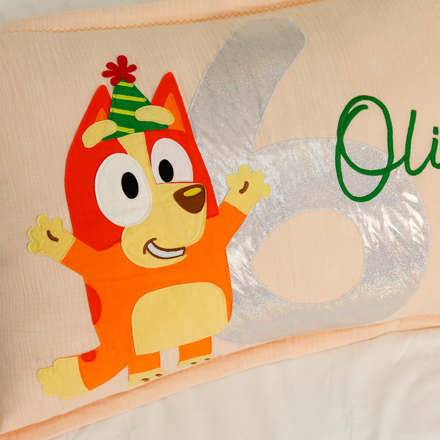 Bingo Dog Character Personalized Organic Muslin Pillowcase (Bingo)