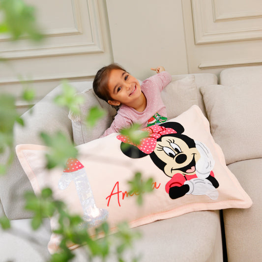 Cartoon Mouse Custom Name Muslin Pillowcase (Minnie)