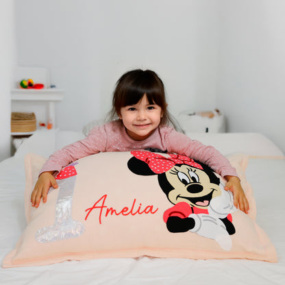 Cartoon Mouse Custom Name Muslin Pillowcase (Minnie)